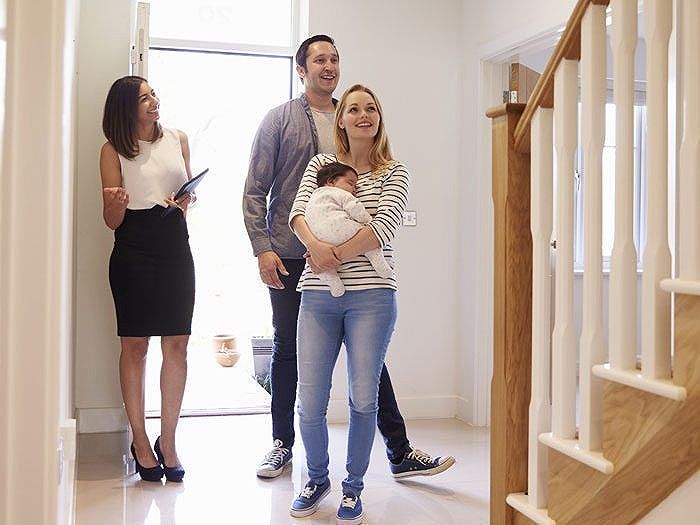 Family looking at home