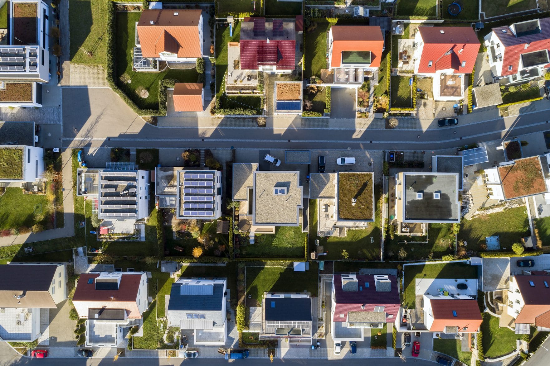 Aerial view of a new residential neighborhood