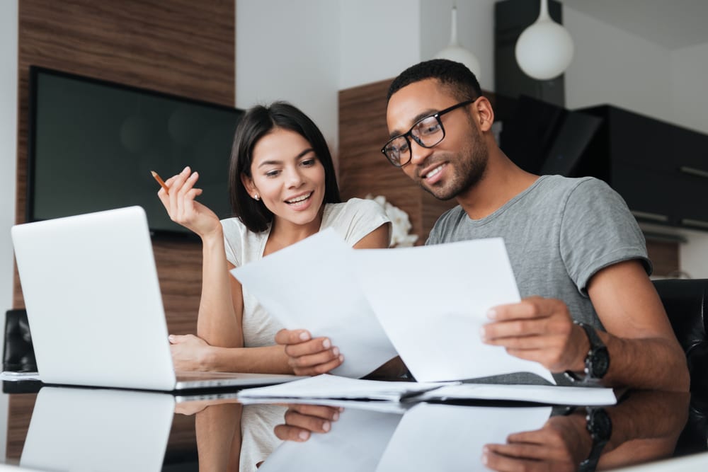 couple looking at computer