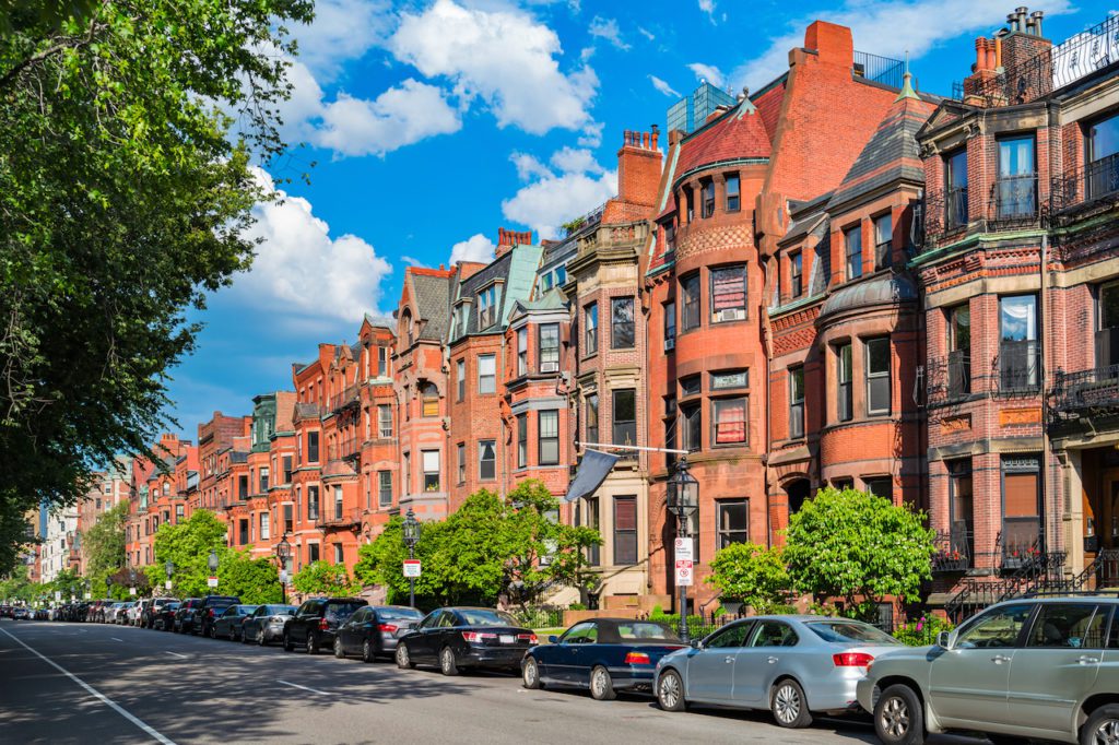 Commonwealth Avenue in Boston Massachusetts USA