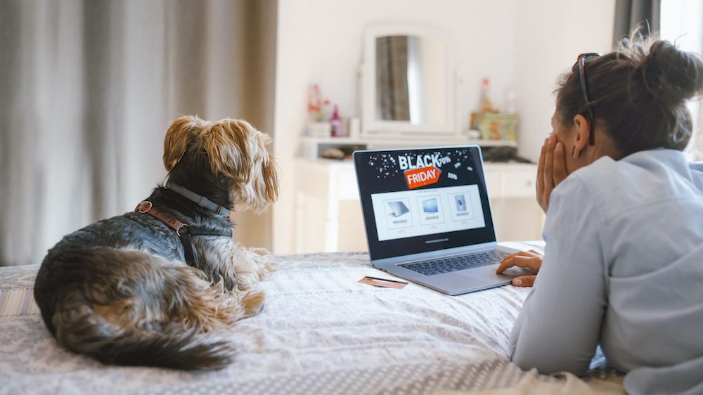 Woman Is Buying Electronics Online At Black Friday Discounts